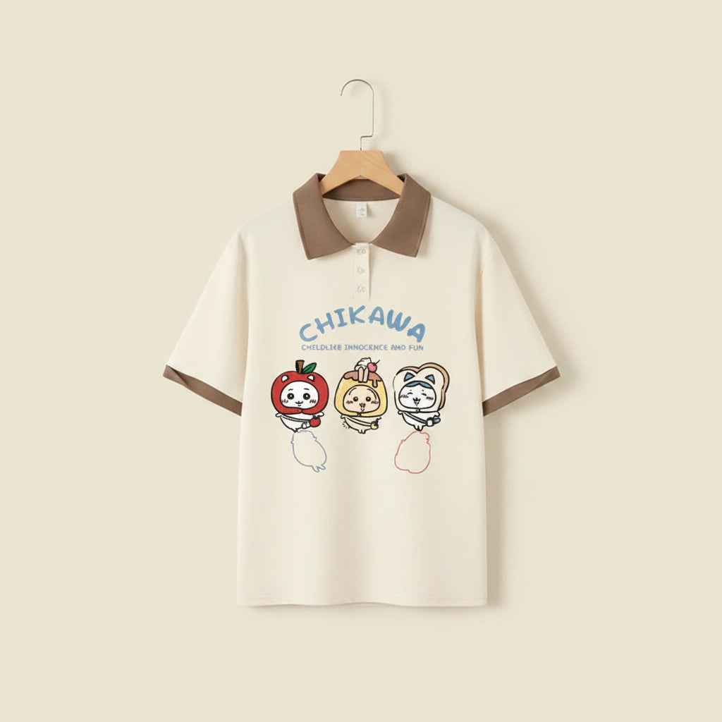 Summer Loose Polo Short-Sleeved T-Shirt Cute Sweet Cartoon - Vusy Kawaii Shop