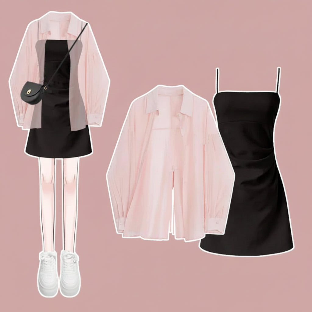 Dopamine Pink Outfit 's Korean Summer Sunscreen Shirt - Vusy Kawaii Shop