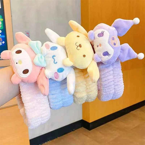 Kuromi Melody Cute Face Wash Makeup Hairband Kawaii Cinnamoroll Sweet Non Slip Elastic Hair Accessories