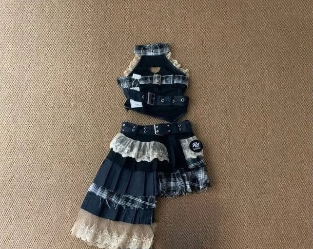 Summer Girl Suits Vintage Lace Patchwork Sleeveless Top - Vusy Kawaii Shop