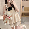New Women's Pajamas Homewear Summer Sleeveless Homewear Suit Thin Sweet Japanese Loose Ruffles Can Be Worn Outside Pajamas 2