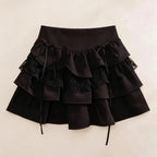 Women's Gothic Preppy Plaid Shirt, Ruffle Cardigan & Tiered Skirt Set