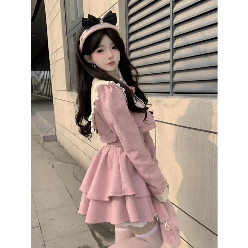 Chic Fashion Peter Pan Collar Patchwork Women Coat and Slim - Vusy Kawaii Shop