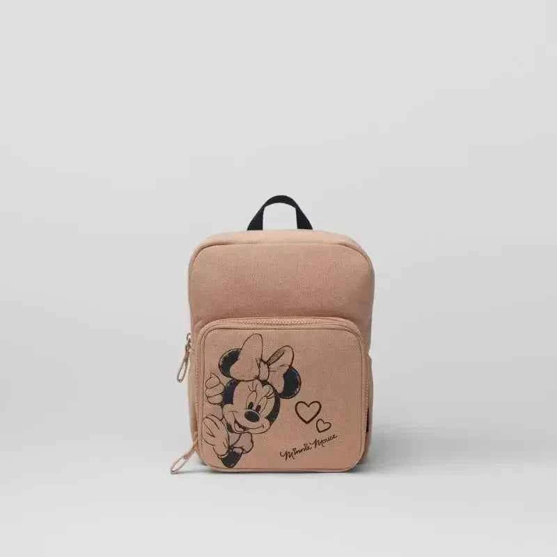 Disney New Mickey Cartoon Fashion Backpack Women's Minnie Canvas School Bag Boys and Girls Fashion Large Capacity Backpack