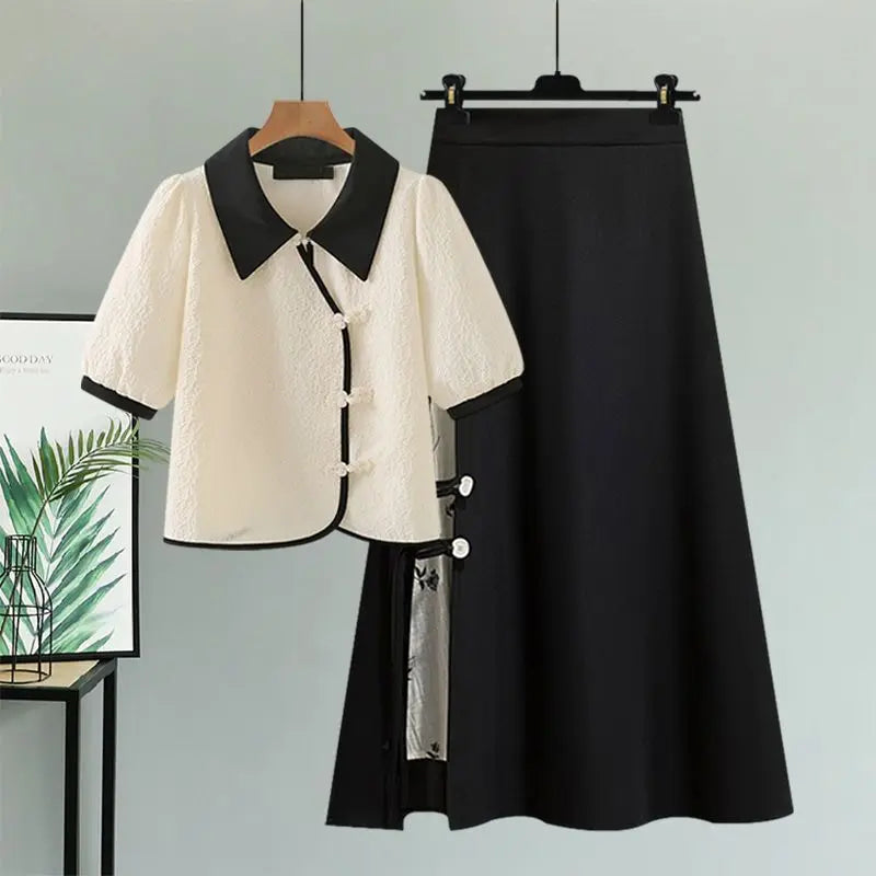 Summer Japanese Style Set Graceful Short Sleeve Blouse - Vusy Kawaii Shop