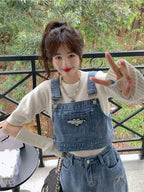 American Vintage Denim Suit Women High Street Style Wear - Vusy Kawaii Shop