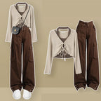 Girls Spring Autumn Fashion Two Piece Long Sleeve Top - Vusy Kawaii Shop
