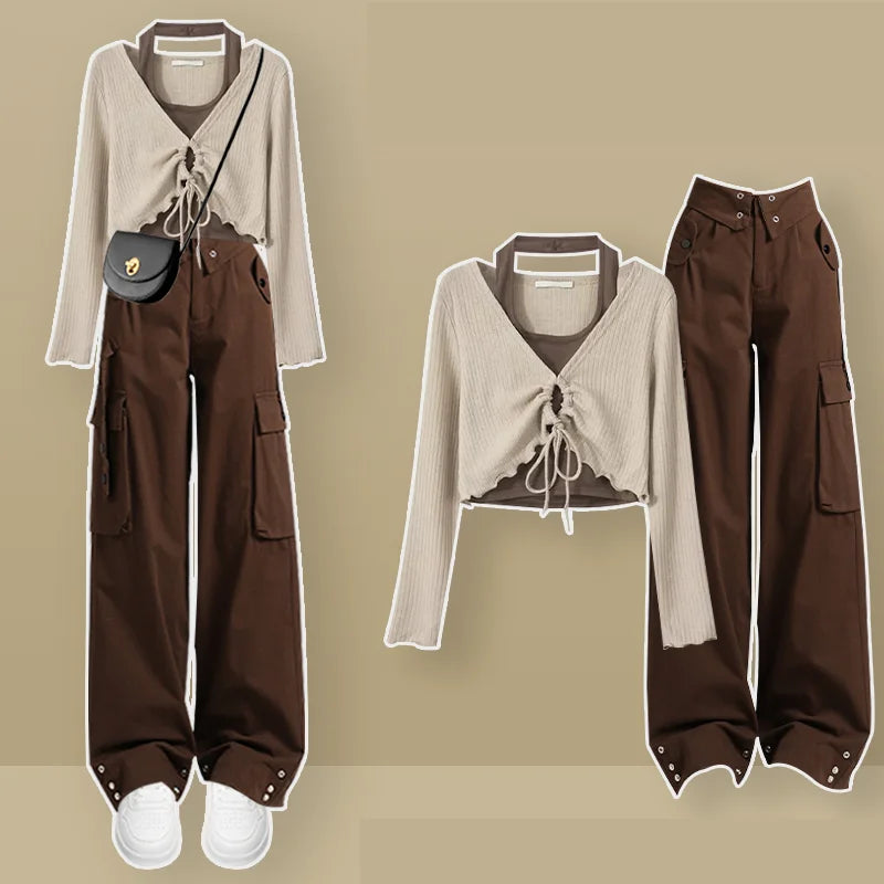 Girls Spring Autumn Fashion Two Piece Long Sleeve Top - Vusy Kawaii Shop