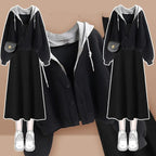 Winter Fake Two-Piece Hooded Sweatshirt Jacket and Knit - Vusy Kawaii Shop