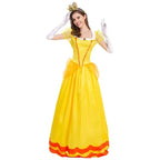 Back view of pink Princess Peach ball gown with sheer overskirt