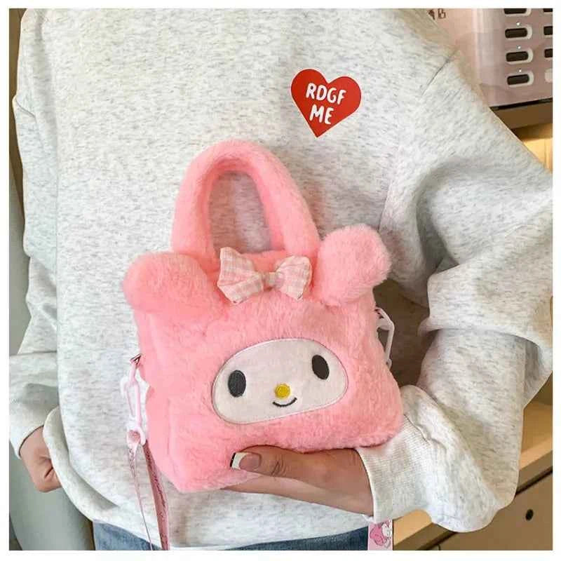 Sanrio Bag Kawaii Kuromi Cinnamoroll My Melody Cartoon Anime Plush Handbag Cosmetic Bag Travel Storage Bag Women Girl Gifts