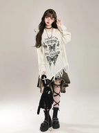 Irregular Butterfly Off Shoulder Sweater Women Clothing - Vusy Kawaii Shop