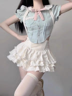 Kawaii Kawaii Clothing 2 Piece Sets Puff Mini Skirts Crop - Vusy Kawaii Shop