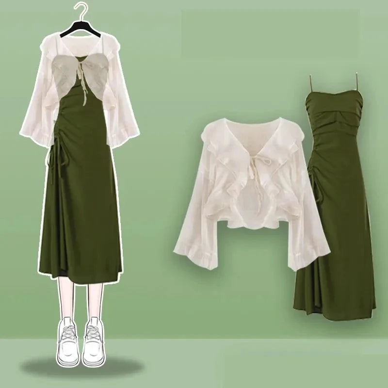 Summer Vintage Denim Skirt Matching Set Korean Elegant - Vusy Kawaii Shop