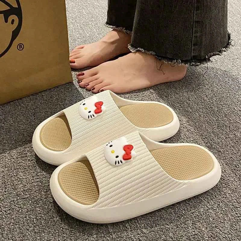 Sanrios Hello Kittys Slippers Soft Flat Shoes Women Cartoon Cute Home Slipper Anti Slip Female Summer Sweet Sandals Casual Shoes