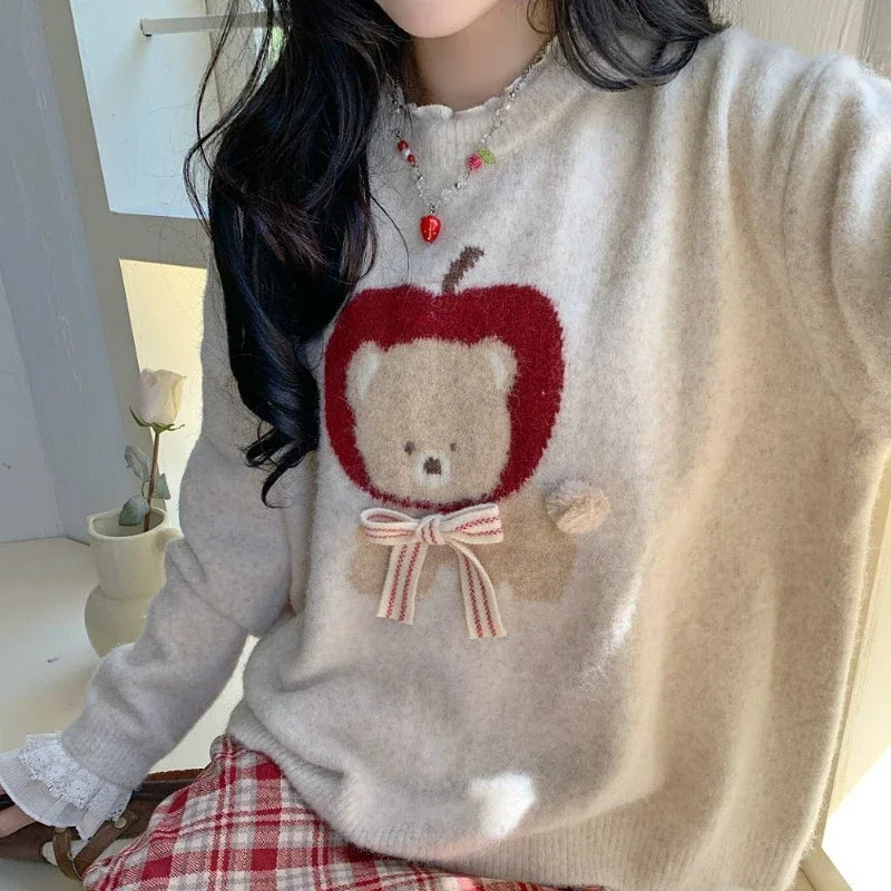 Kawaii Sweaters Cartoon Women Harajuku Sweet Knitted - Vusy Kawaii Shop
