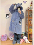 Kawaii Sanrio Plush Pajamas Suit Cartoon Kuromi Winter Women