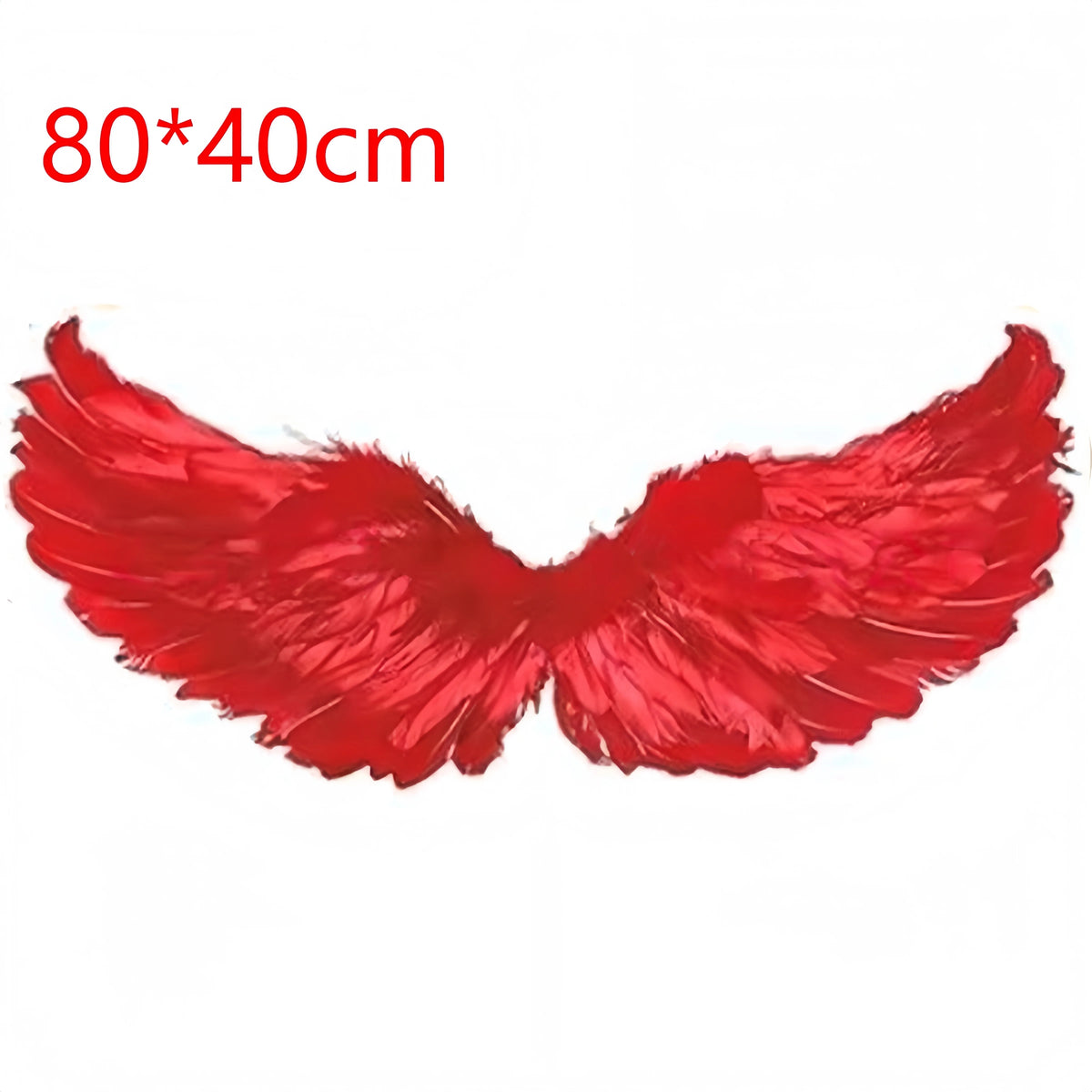 Red feather devil wings for Halloween costume, 80 by 40 cm
