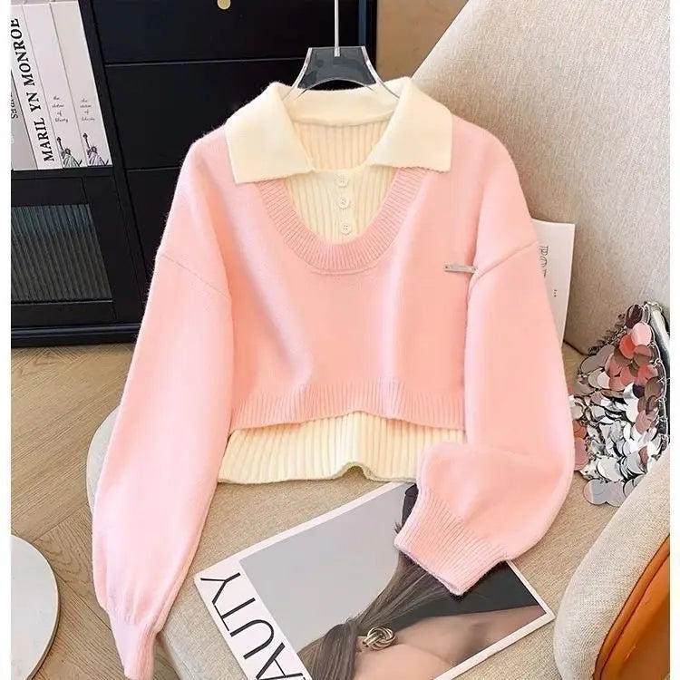 Girl Autumn Winter Korean Knit Sweater Vest Cargo Pants - Vusy Kawaii Shop