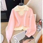 Girl Autumn Winter Korean Knit Sweater Vest Cargo Pants - Vusy Kawaii Shop