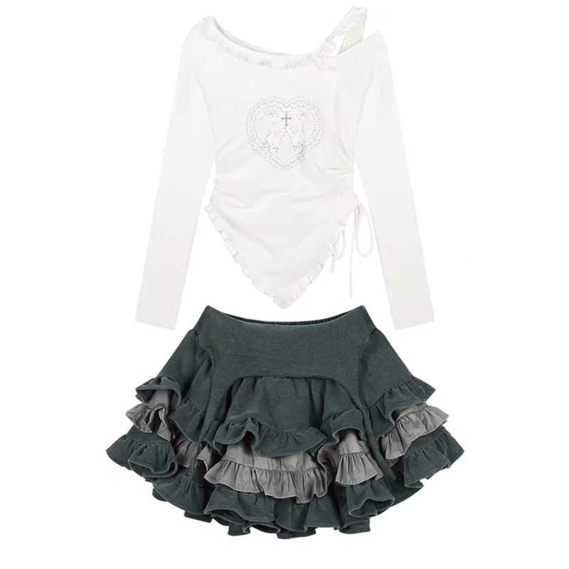 Japanese Kawaii Two Piece Set Women Autumn Sweet Rabbit - Vusy Kawaii Shop