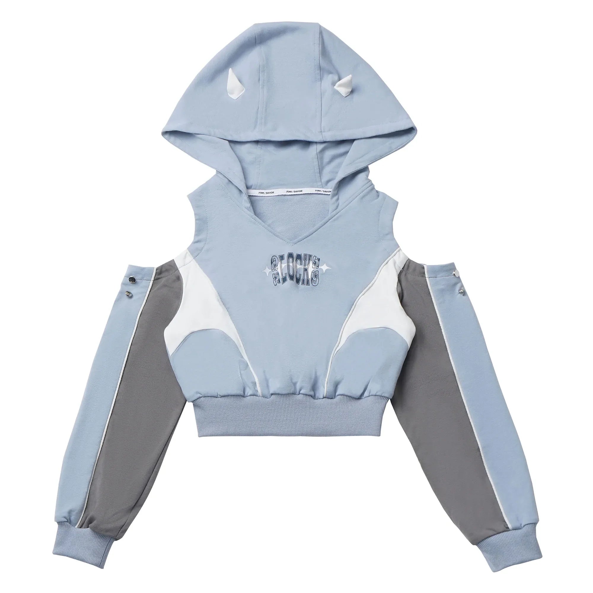 Blue and Grey Splicing Academy Style Hoodie Set Tracksuit - Vusy Kawaii Shop