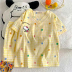Sanrio Fashion Casual Cute Sweet Polka Dot Home Cartoon Cat Shorts Short-Sleeved Pajamas Suit For Women