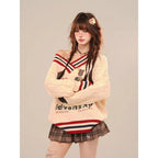 American Slouchy Off Shoulder Sweater Autumn and Winter - Vusy Kawaii Shop