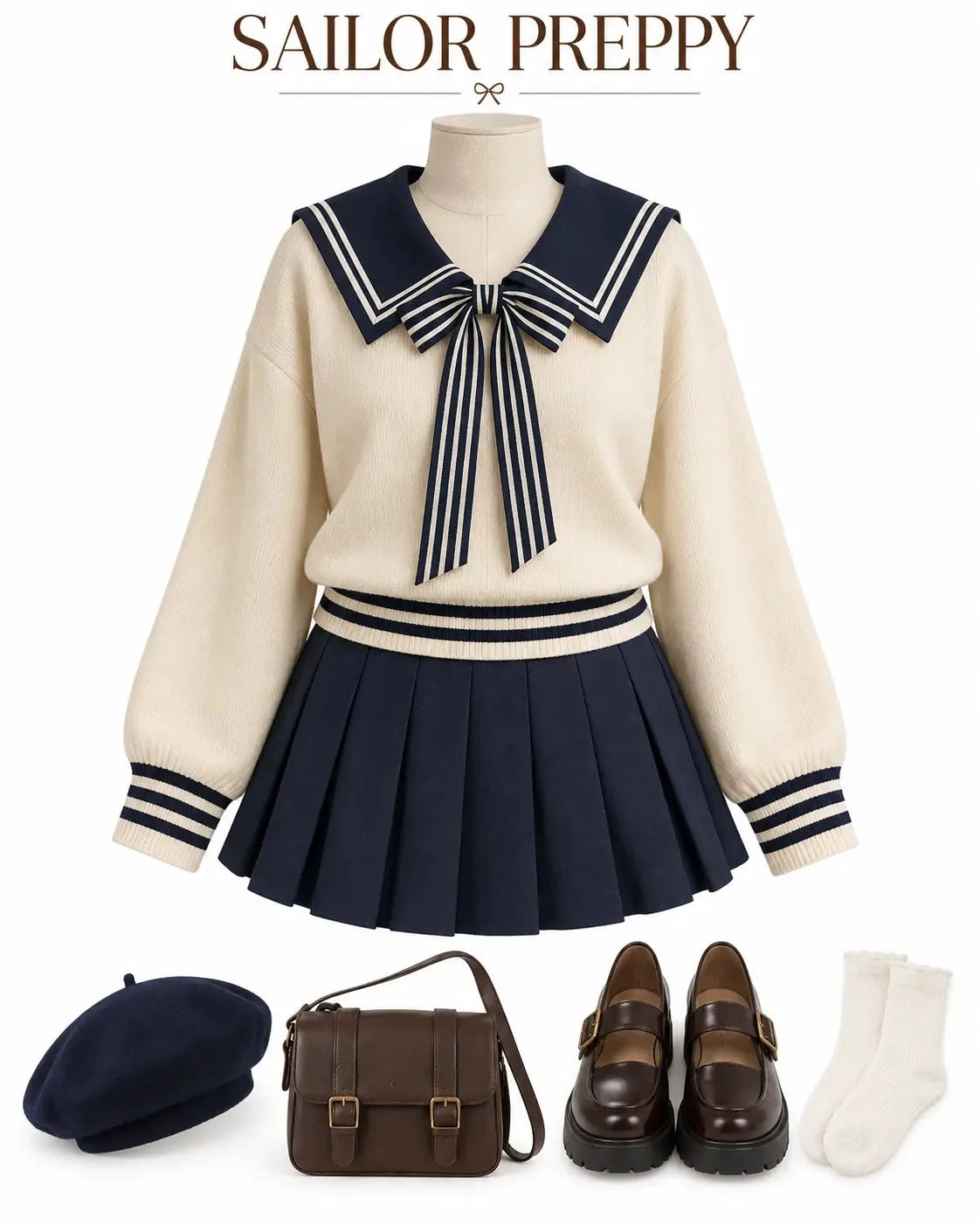 Sailor Collar Korean Knit Sweater