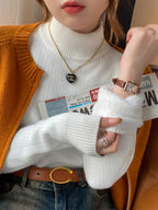 Thermal Knitted Shirt Retro Red Turtleneck Sweater - Vusy Kawaii Shop