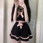 Japanese Sweet Sailor Collar Short Sleeve JK Shirt with Bow - Vusy Kawaii Shop