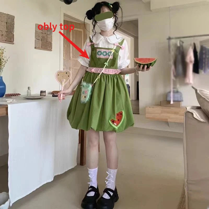 Japanese Summer Slim Waist Bow Strap Flower Bud Dress - Vusy Kawaii Shop