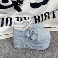 Star Denim Subculture Girl Thick Sole Shoes Lorita PU Round