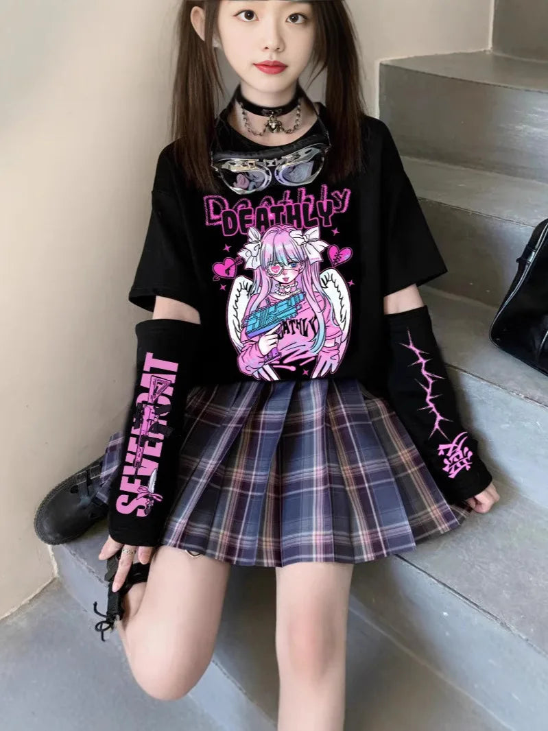 European and American Sweet and Cute JK Series Printed Short - Vusy Kawaii Shop