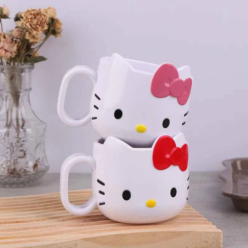 Kawaii Sanrio Anime Water Cup Cute Hello Kitty Breakfast Milk Cup Sweet Cartoon Fashion Versatile Plastic Mug Cup Gifts for Girl