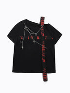 Harajuku T-Shirts Women Cross Chain Top Tee Loose Off - Vusy Kawaii Shop