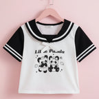 Aesthetic Preppy Short Sleeve T-Shirts Contrast Color Salior - Vusy Kawaii Shop
