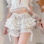 Hot Cool Stylish Summer Cute Sweet Japan Girls Sexy Lace Date Party Breathable Princess Puff Shorts Ruffles Lantern Small Pants