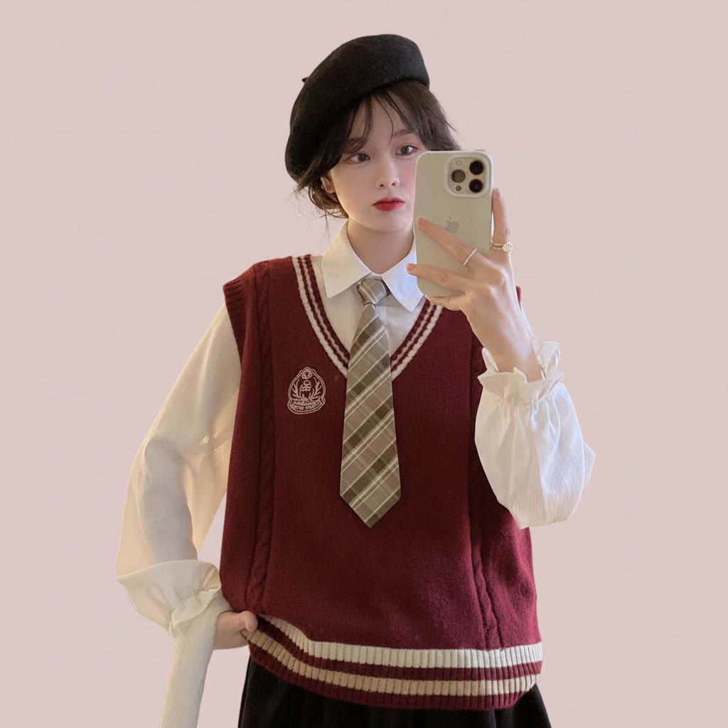 Three-piece Preppy Vest Suits Early Spring Student Vest - Vusy Kawaii Shop