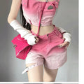 Jolie combinaison de mode été dégradé rose-Harajuku Punk