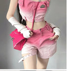 Sweet Fashion Suit Summer Gradient Pink-Harajuku Punk - Vusy Kawaii Shop