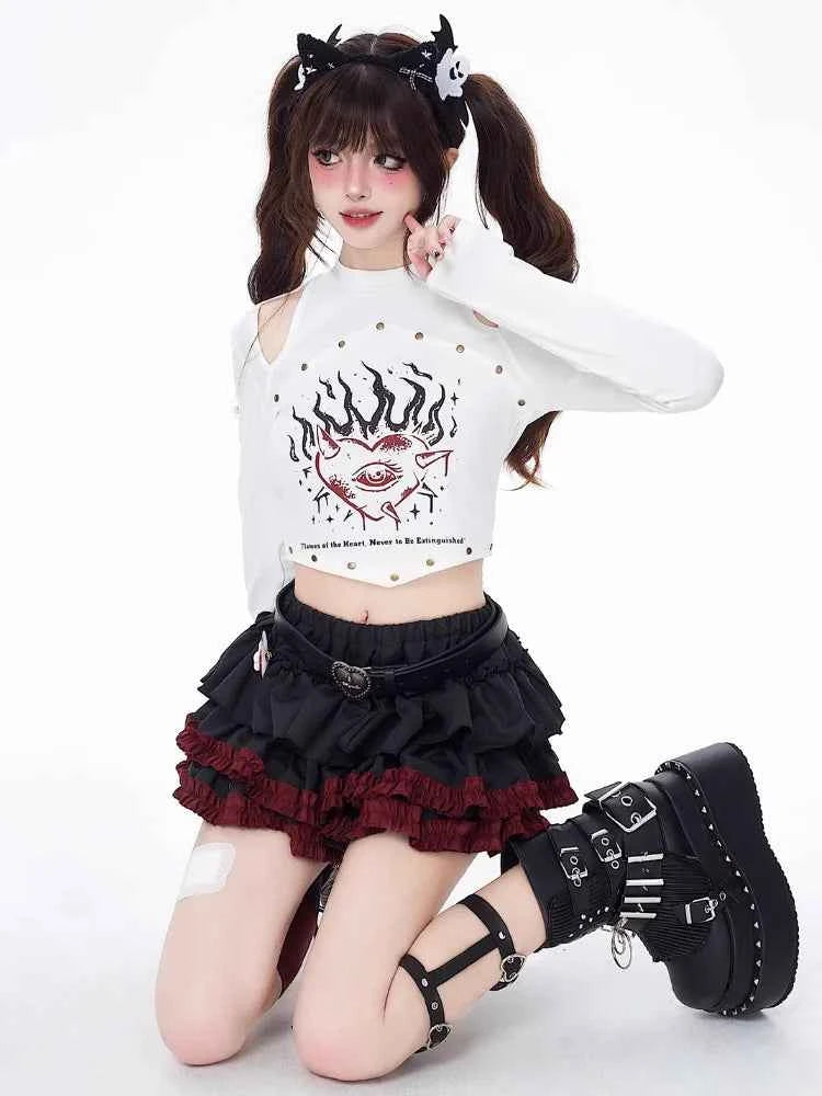 Mini Skirts Summer Women Black Gothic A-Line Pleated Skirt