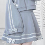 Women's Gothic Lolita Hooded Jacket & Lace-Trim Skirt Set