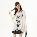 Girl Butterfly Hollow Long Sleeve Knitwear Pullover Women - Vusy Kawaii Shop