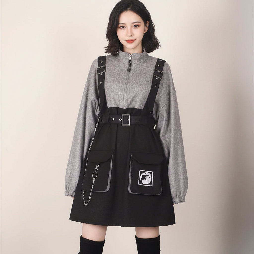 Woman Dress Gothic Girls Vintage Clothes Strap Belt Chain - Vusy Kawaii Shop