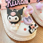 Sanrioed Anime Kuromi Shoes Cartoon Accessories Non Slip Hole Slippers Women Hello Kittys Outside Wear Summer Thick Girl Sandals