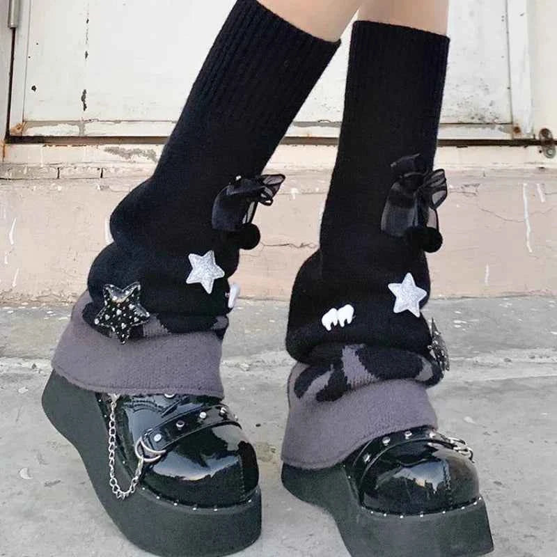 Cute Bow Ball Calf Cover Lolita Japanese Knitted Socks Stacked Socks Jk Long Socks
