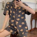 Women's Cartoon Pajama Set – Short Sleeve & Shorts Summer Homewear