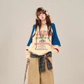 Blue College Sstyle Loose Sweater Autumn Fashion Slim Lazy