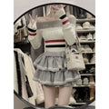 Women Top Sweet College Style Patchwork Knit Sweater Off